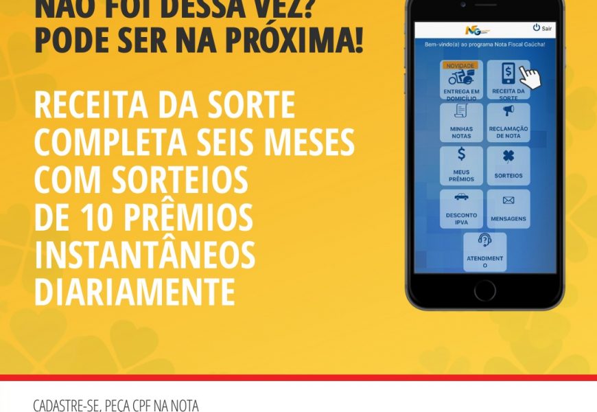 Receita da Sorte completa seis meses com prêmios instantâneos