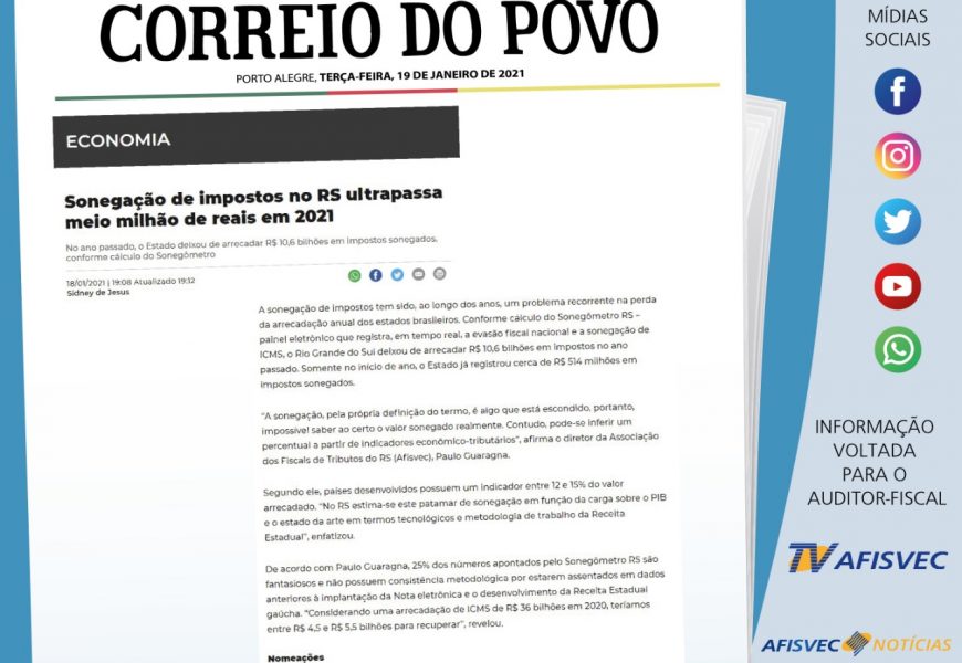 Sonegação de impostos no RS ultrapassa meio bilhão de reais em 2021