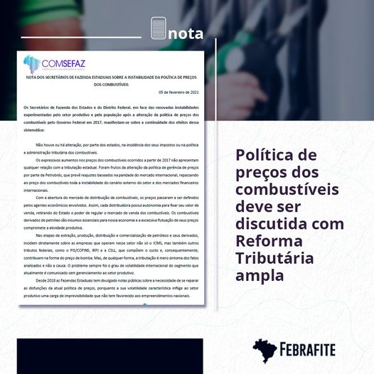 Comsefaz: Política de preços dos combustíveis deve ser discutida com Reforma Tributária ampla